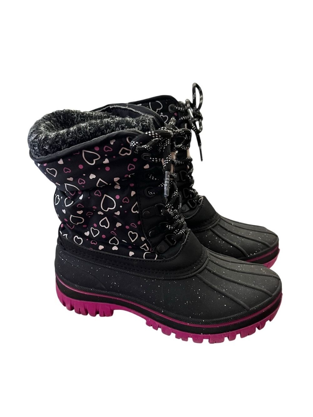 Tamarack Girls Winter Duck Boots Hearts Print Thinsulate Insulated Snow Boots 3